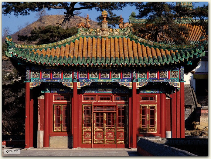 A view of a small pavilion in the Summer Resort in Chengde, China